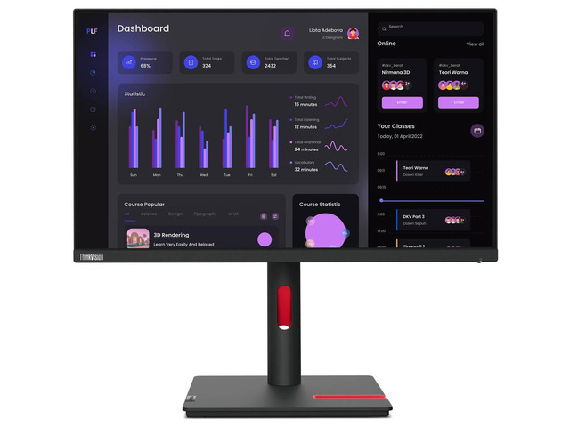 ThinkVision T24i-30 24' Class Full HD LED Monitor - 16:9 - Raven Black