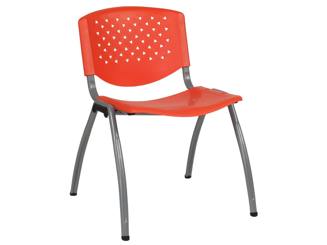 Home and Office Orange Plastic Stack Chair with Performa Powder Coated, 880 LBS. Weight Capacity