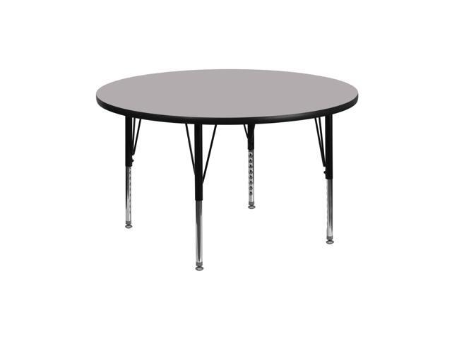 Wren 42'' Round Grey Thermal Laminate Activity Table - Height Adjustable Short Legs