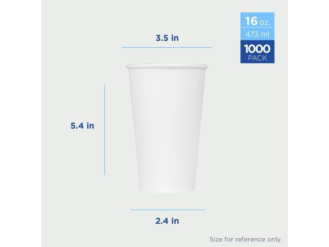 Karat 16 oz Paper Coffee Cup [1,000 ct] White Disposable Cup for Hot/ Cold Drinks and Beverages 90mm (C-K516W)