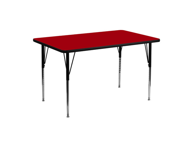 Adjustable Kids Activity Table for Home Use, Height-Adjustable Classroom Table for Kids, 24' W x 48' D x 21.125-30.125' H, Red