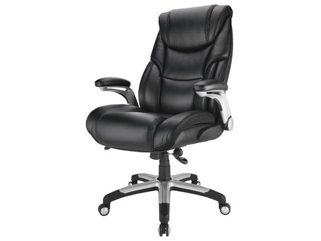 Realspace Torval Big & Tall Bonded Leather High-Back Computer Office Chair, Black/Silver, BIFMA Compliant