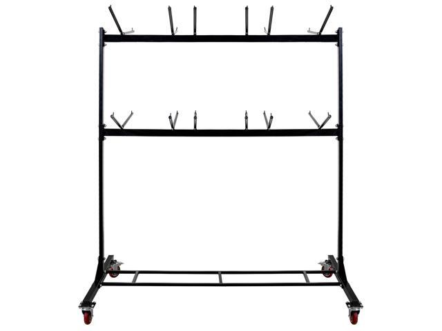 AdirOffice Two Tier Folding Chair Cart- Hanging Foldable Seats Wheeled Carrier - Steel Body Truck with Locking Swivel Caster Wheels - Up to 400 Lbs...