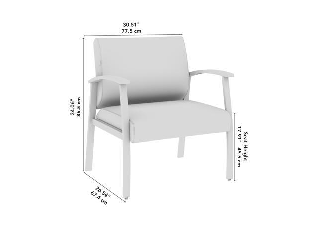 Bush Business Furniture Arrive Bariatric Waiting Room Guest Chair with Arms in Black Vinyl, Reception Area Seating for Office and Lobby