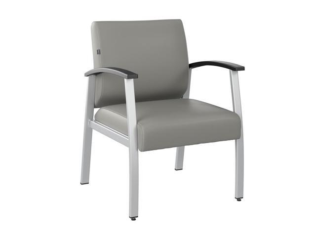Bush Business Furniture Arrive Waiting Room Guest Chair with Arms in Light Gray Vinyl, Reception Area Seating for Office and Lobby