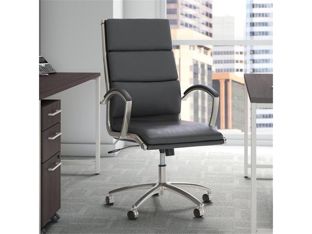 Bush Business Furniture Modelo High Back Leather Executive Office Chair in Dark Gray