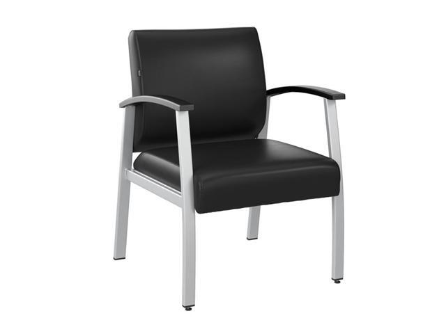 Bush Business Furniture Arrive Waiting Room Guest Chair with Arms in Black Vinyl, Reception Area Seating for Office and Lobby