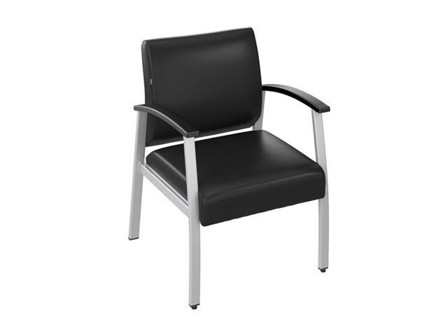 Bush Business Furniture Arrive Waiting Room Guest Chair with Arms in Black Vinyl, Reception Area Seating for Office and Lobby