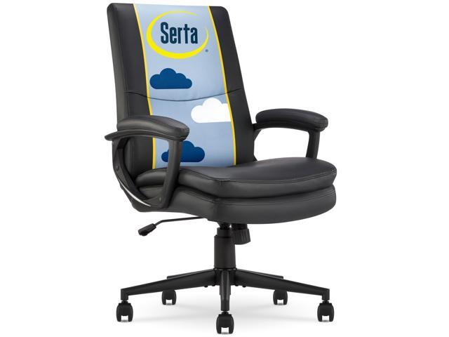 Serta Comfort Modern Executive Office Chair, Ergonomic Mid-Back Computer DeskChair, Semi Plush Cushion Seat, Double-Layer SertaQuality Foam, Padded...