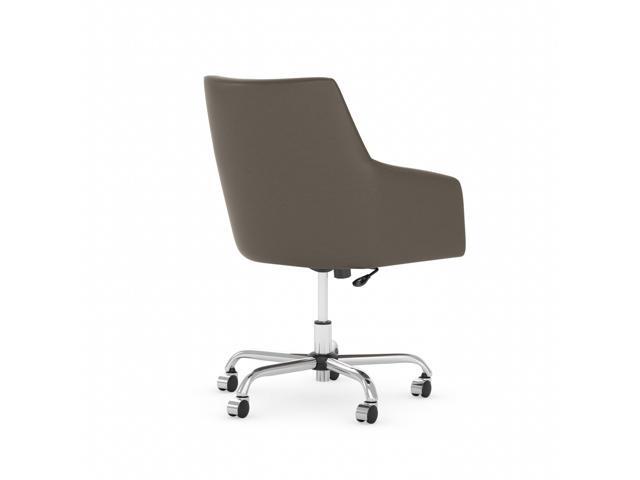 Bush Business Furniture London Mid Back Leather Box Chair in Washed Gray, Modern Seating Solution for Home or Professional Workspace
