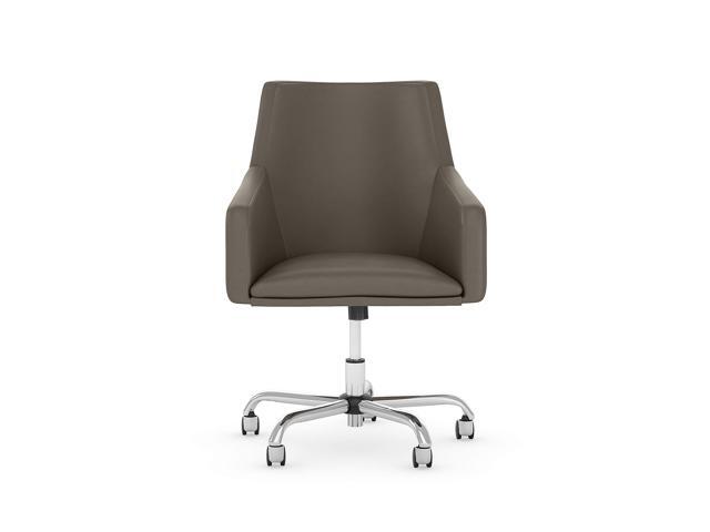 Bush Business Furniture London Mid Back Leather Box Chair in Washed Gray, Modern Seating Solution for Home or Professional Workspace