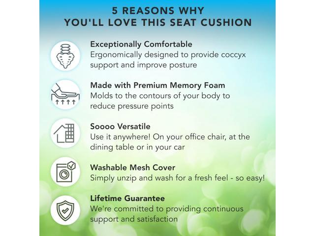 Mount-It! Office Seat Cushion, Premium Comfort Chair Lumbar Support, Memory Foam, Gel Filling, Ergonomic for Car, Desk, Back Hip Butt Tailbone...