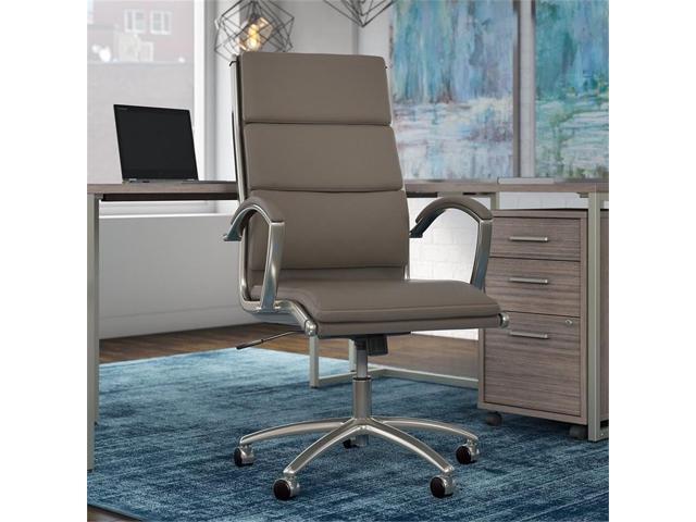 Bush Business Furniture Modelo High Back Leather Executive Office Chair in Washed Gray