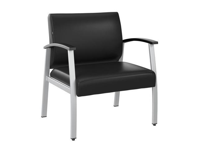 Bush Business Furniture Arrive Bariatric Waiting Room Guest Chair with Arms in Black Vinyl, Reception Area Seating for Office and Lobby