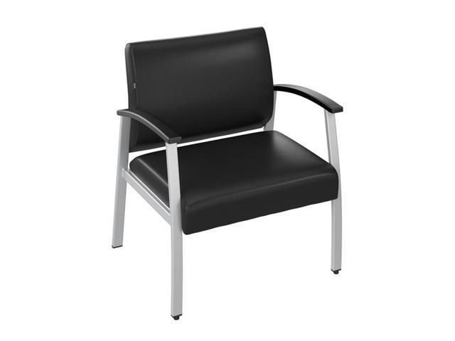 Bush Business Furniture Arrive Bariatric Waiting Room Guest Chair with Arms in Black Vinyl, Reception Area Seating for Office and Lobby