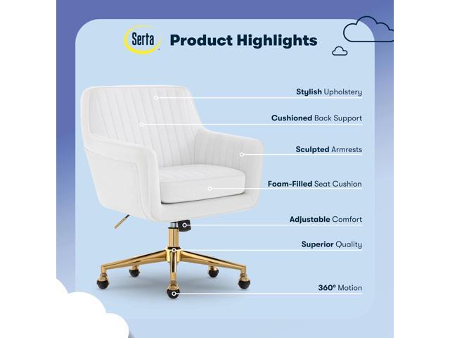 Serta Ashleigh Modern Office Chair, Channel-Tufted Design, Pocket Coil Seat Cushion, Stylish Mid-Century Accent Armchair, Women's Vanity or...