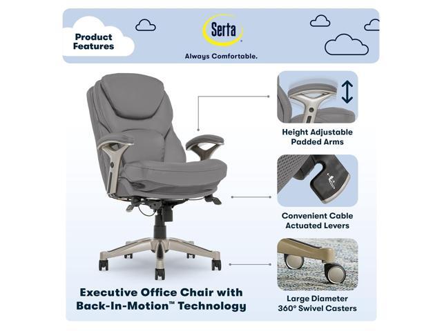 Serta Works Executive Office Chair with Back in Motion Technology, Opportunity Gray Bonded Leather