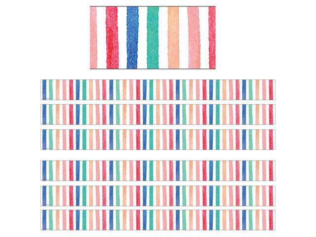 Teacher Created Resources Watercolor Stripes Border Trim 35 Feet Per Pack 6 Packs (TCR8961-6)