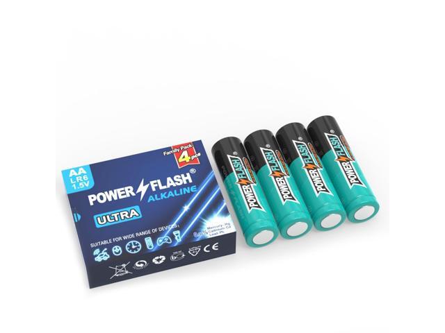 POWER FLASH 4 Count AA Batteries, with Long-Lasting Power, Leakproof Design, 10 Years Shelf Life, Alkaline AA Battery for Household and Office...