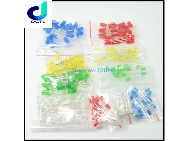 100PC/packs 5MM F3 3mm LED Diode Light Assorted Kit Green Blue White Yellow Red COMPONENT DIY kit