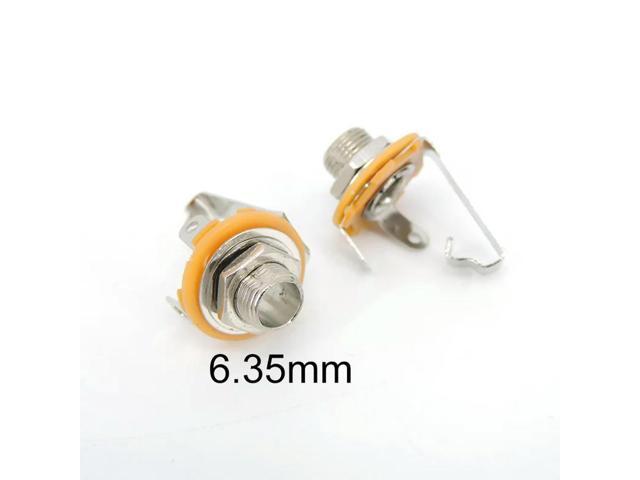 5x 6.35mm 1/4' Female Panel Mount power socket 6.5 2 pin Pole Mono Audio cable Jack plug Connector Chassis Solder Adapter E