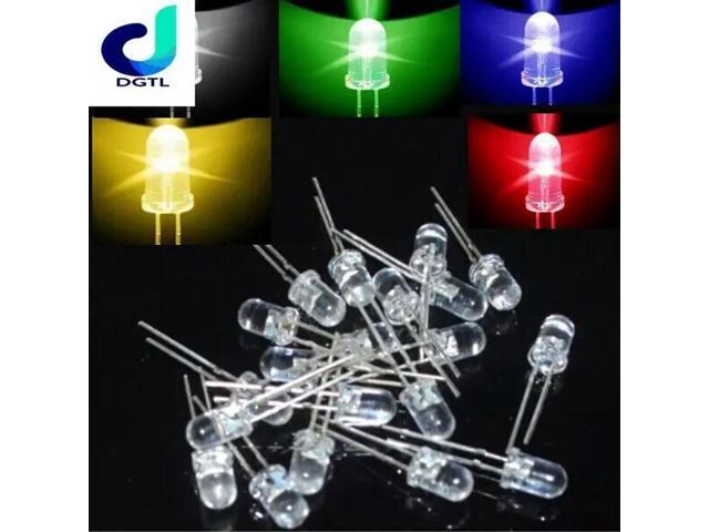 100pcs/pack 5mm Round Super Bright Led Red/Green/Blue/Yellow/White/ Water Clear LED Light Diode kit