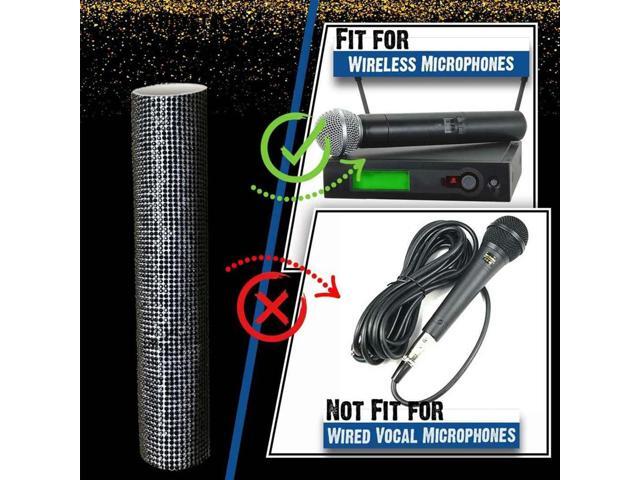 Mic Handle Cover,Sparkly Bling Rhinestones Mic Handle Sleeve for Party & TV Show,for Most Wireless Microphones, Black Rich