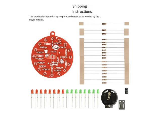 Red Board Christmas Tree NE555 Flashing Lights Hanging Circuit Fun DIY Electronic Production Kit Portable Module, Kit A Dur