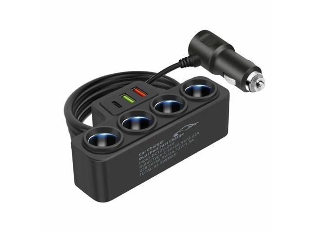 12V/24V Car Cigarette Lighter Adapter 4-Socket 3.1A Charger Charger USB Car USB+QC3.0+PD3.1A Accessories 120W Power Outlet