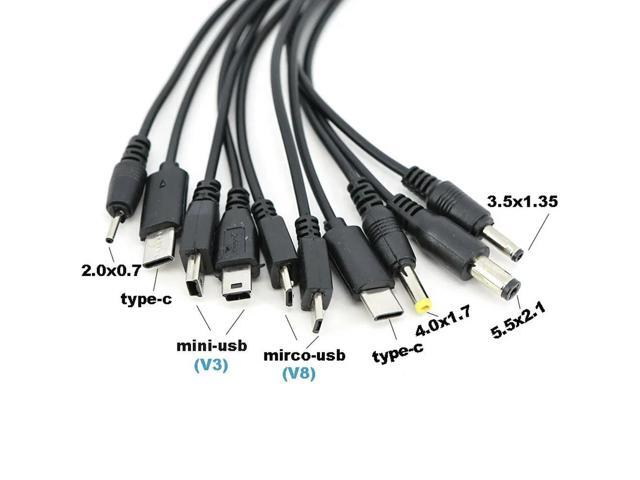 20cm 10 in 1 Micro USB DC Mobile Phone Charger Adapter Plug Usb power charging Cable Wire Cord for Phone Universal L1