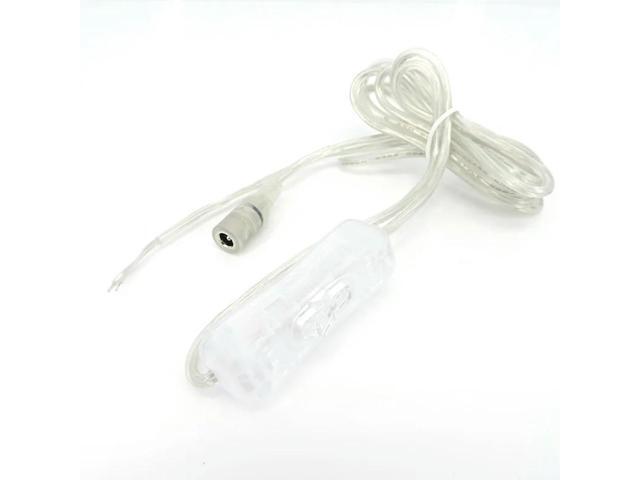 2M 22awg DC 12V Cable Female 304 switch button Connector extension Power supply Cord for LED Strip Light 5.5*2.1mm transparent L