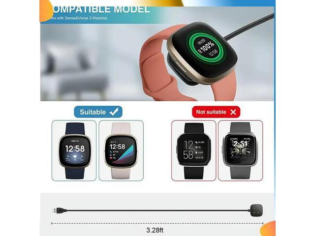 2PCS Replacement USB Charging Cable Cord Stand Wireless Charger For Versa 3 &Sense Watch