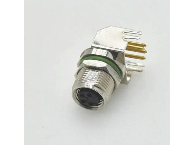 4P M8 PCB Waterproof Curved Needle Female Socket Connector Adapter Heavy