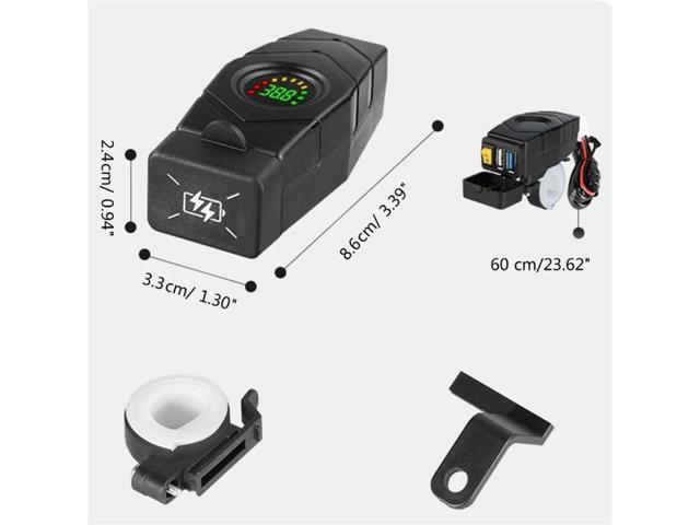 C1FB 20-80V E-Bike Handlebar USB Charger 24V 36V 48V 60V QC3.0 Quick Charger Adapter(Blue Light) Rich