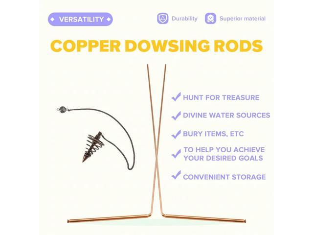 2Pcs Copper Dowsing Rods Set Spiritual Divining Rods Flexible Copper Rod Dowsing Spirit Rods Kit With Pendulum Pendant