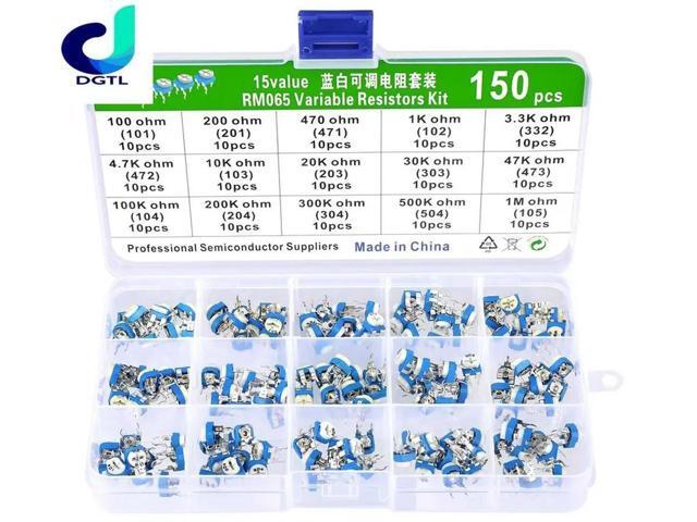 150pcs/set RM065 Trimming Potentiometer Variable Resistors Assorted Kit Electronic Diy Kit 15 Values Each 10pcs with box