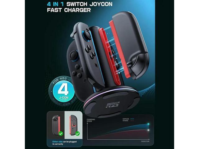 Charger Dock For Switch 2 Charger Stand Dock For Switch 2 Type-C Power & 9 RGB Light Modes Controller Stand Fast Cha