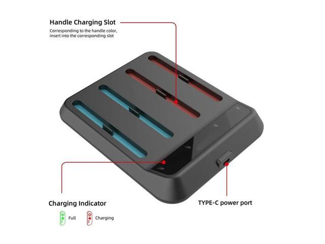 4 Slot Controller Charger Charging Station With Enhanced Stability& Speed, Compatible With Nintendo Switch Accesso
