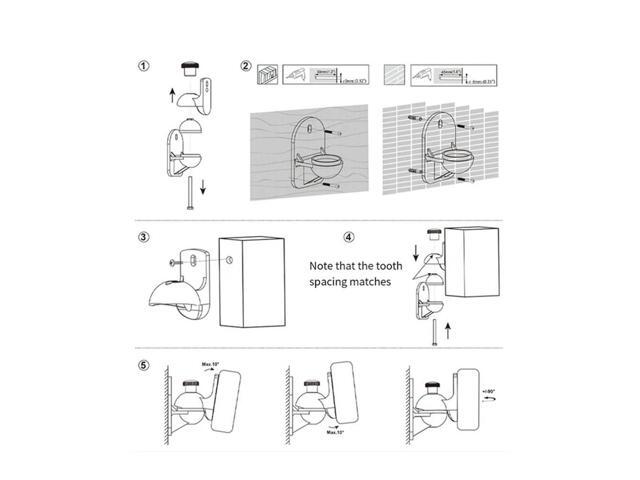 6PCS Speaker Mount Wall Bracket Stand Surround Holder Adjustable Swivel And Tilt Angle Rotation