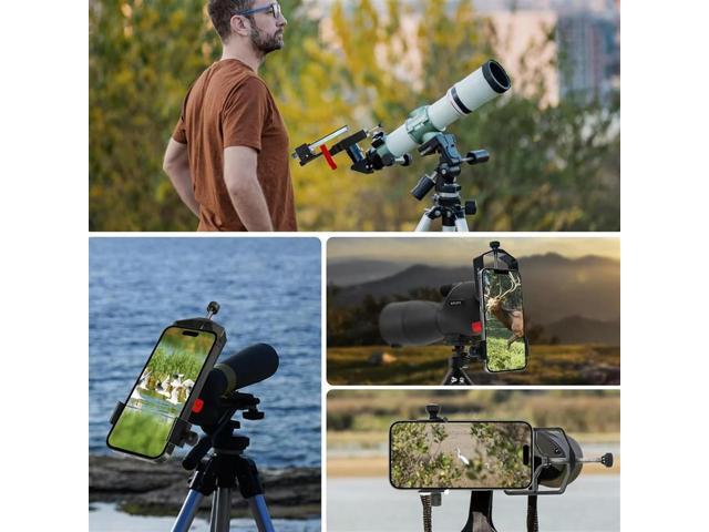 Universal Phone Scope Digiscope Adapter Metal Telescope Mount 3Axis Smartphone Holder for Spotting Scope with Remote Rich