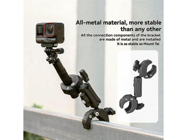 Black Anchor Clamp Stand Mount Metal Aluminum For Action Cameras X5 Ace Pro 2 Gopro 13 Motorcycle Accessories