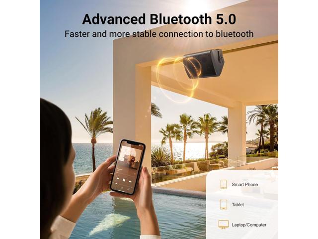 STUDIOFINIX 6.5 Inches Indoor Outdoor Bluetooth Speakers Waterproof Wired Wall Mount Active Speakers 400 Watt for Patio Garage,Deck,Backyard (Black)