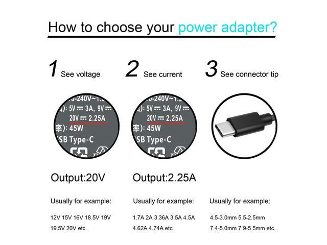 45W USB C Type C Charger for Lenovo ThinkPad T480 T480s T490s T580 T580s E580 E585 S730 T490 T495 T495s T590 Chromebook 100e 300e 500e c340-11...