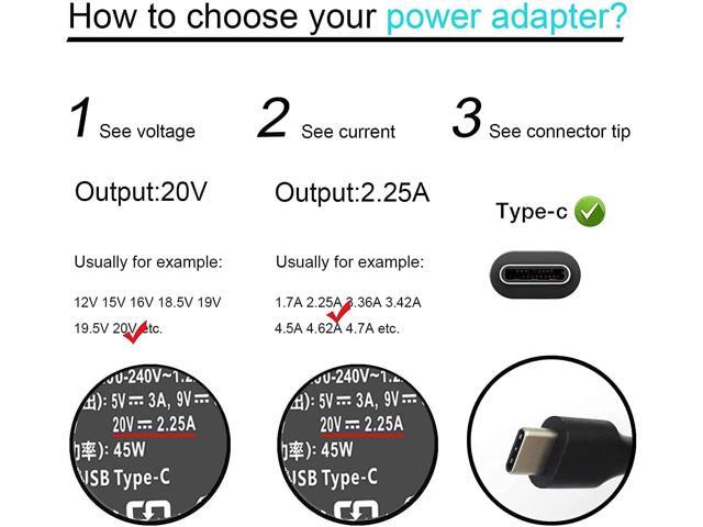 65W 45W Type C USB C Laptop Charger for Lenovo 4X20M26252 ADLX45YCC3D ADLX45YLC3D ADLX45YDC3D Chromebook 100e 300e 500e c340 s340 ThinkPad T470s...