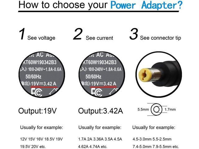 65W AC Adapter Compatible with Acer Aspire V3 V5 E1 E5 E15 ES1 R3 M5 F5 571 571P 572 572P 574 ES1-512 ChromeBook AC710 C7 C700 C710 C710-2815...