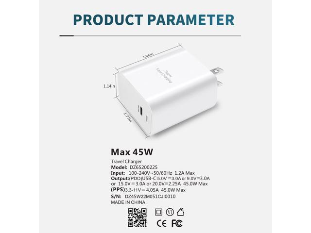 Super Fast Charger Type C, 45W USB-C Wall Charger for Samsung Galaxy S22 Ultra/S22/S22+/S21 Ultra/S21/S21+/Note 20 Ultra/Note 10 Plus/Z Fold 3,...