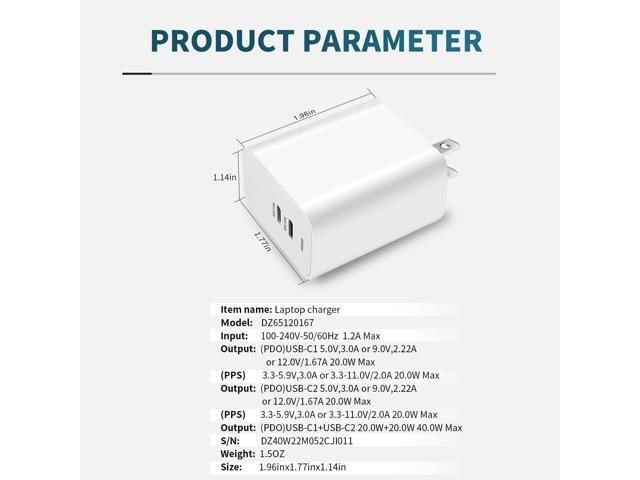 40W USB C Charger20W Dual USB C Wall Plug Fast Charging for iPhone 14 13 12 11 Pro Max Plus Mini, iPad,Samsung Galaxy S22/S21, Google Pixel 7/6