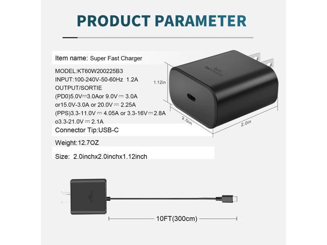 45W Super Fast Charger Type C,[2 Pack] 45W USB C Charger 10FT Long Type C Cable for Samsung Galaxy S25 Ultra/S24/S23 Ultra/S23+/S22 Ultra/S22+/Note...