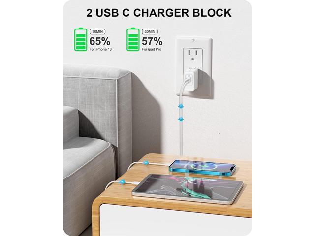 2022 New 35W Dual USB-C Port Power Adapter 2-Pack PD 3.0 GaN 35W USB-C Fast Wall Charger for Macbook Air, iPhone 14 13 12 11 Pro Max Plus, iPad,...