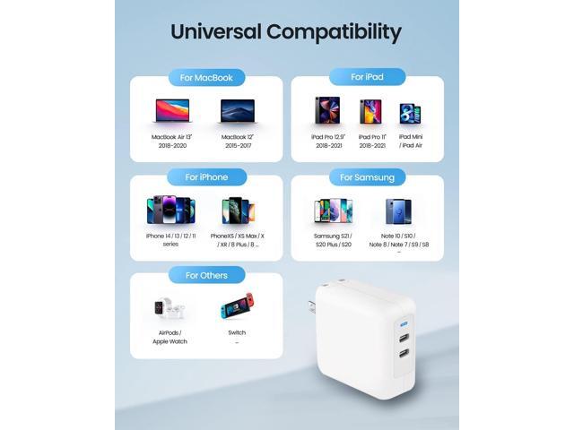 2022 New 35W Dual USB-C Port Power Adapter 2-Pack PD 3.0 GaN 35W USB-C Fast Wall Charger for Macbook Air, iPhone 14 13 12 11 Pro Max Plus, iPad,...